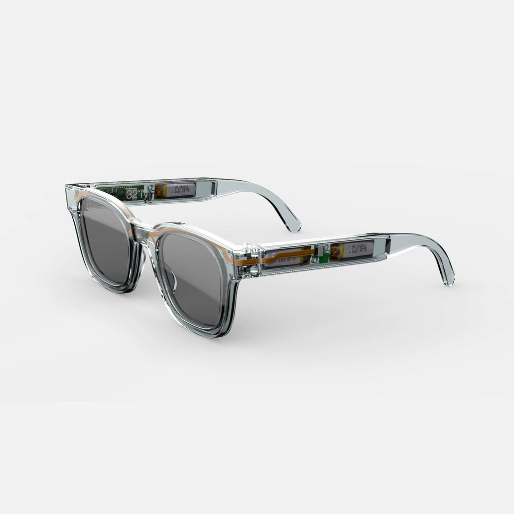 Malibu Sunglasses | Clear Frame with Wooden Arms | Mr. Woodini